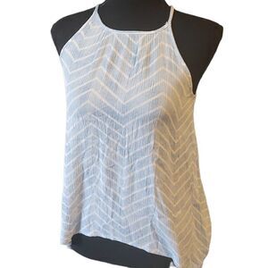 Light Blue White Herringbone Tank Crisscross Back